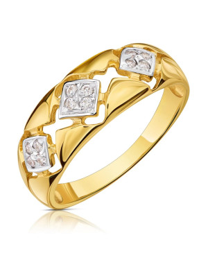 Gold ring with cubic zirconia 8k three squares
