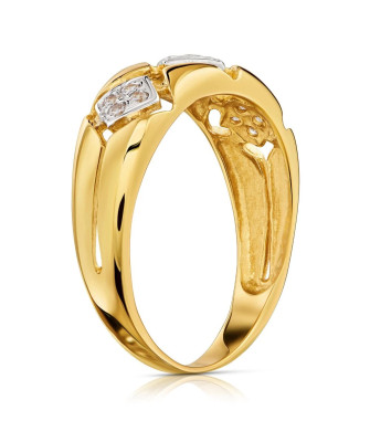 Gold ring with cubic zirconia 8k three squares