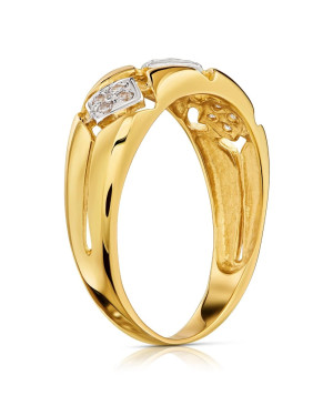 Gold ring with cubic zirconia 8k three squares