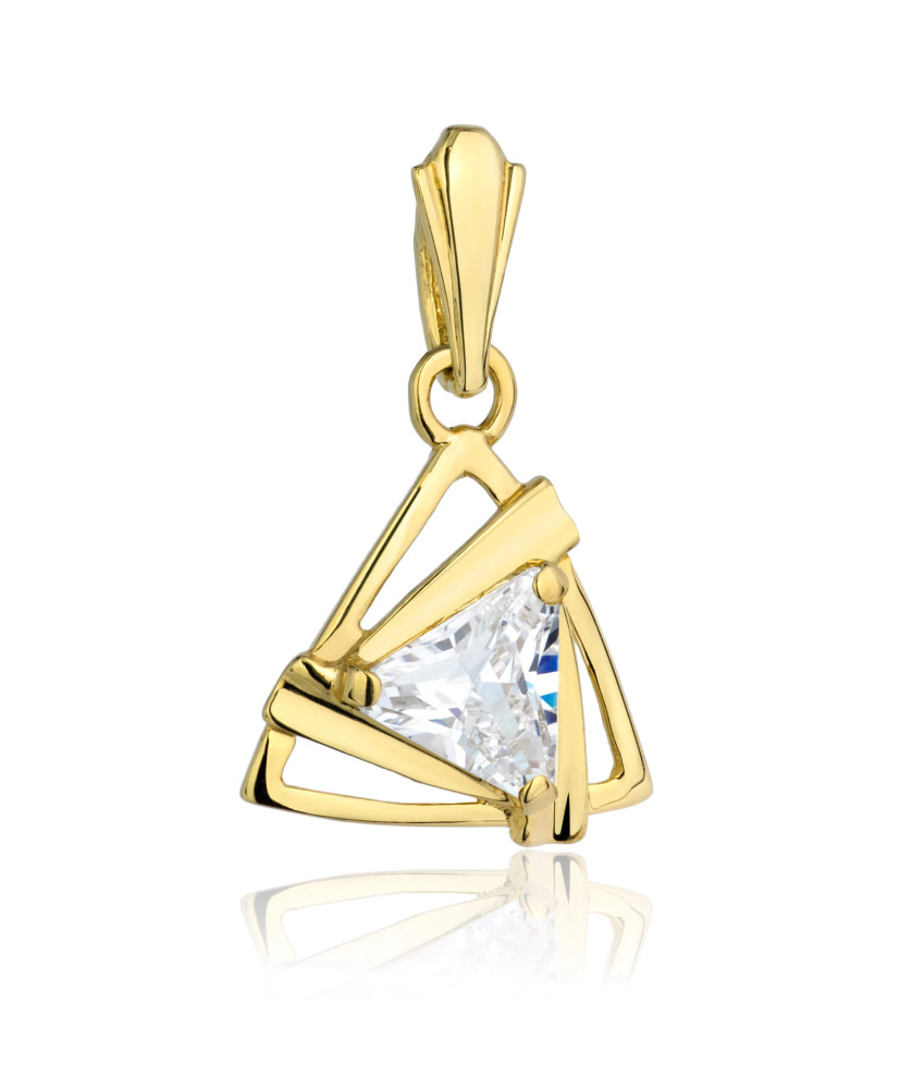 Gold pendant TRIANGLE large stone