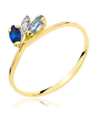Golden blue-sapphire ring