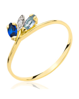 Golden blue-sapphire ring