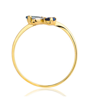 Golden blue-sapphire ring