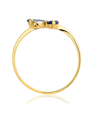 Golden blue-sapphire ring