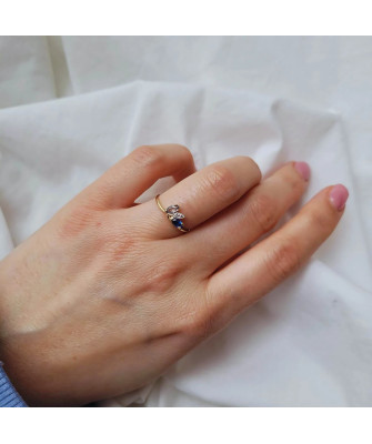 Golden blue-sapphire ring