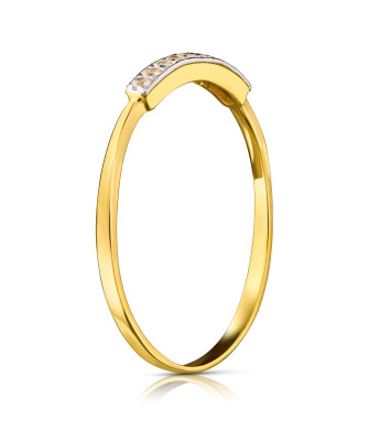Thin gold ring with white cubic zirconia 14k