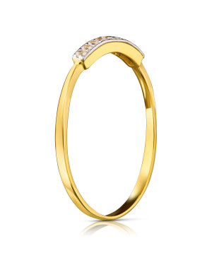 Thin gold ring with white cubic zirconia 14k