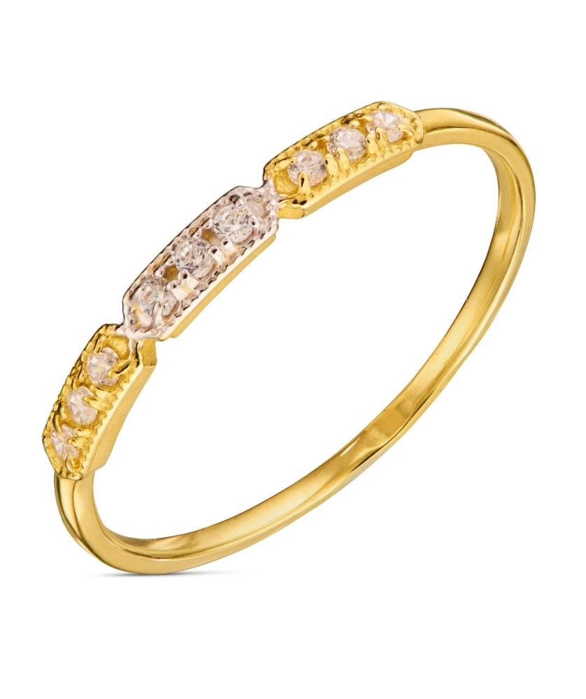 Thin 14k gold ring with white cubic zirconia