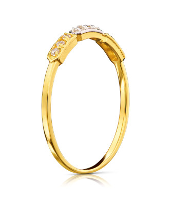 Thin 14k gold ring with white cubic zirconia