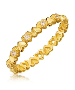 Gold ring 8k heart white stones