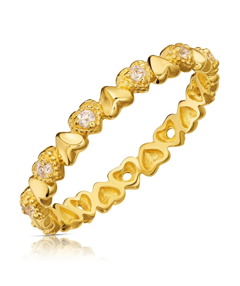 Gold ring 8k heart white stones