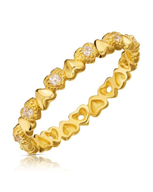 Gold ring 8k heart white stones