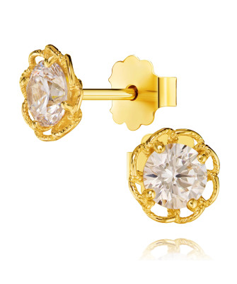 Gold earrings with flowers 8k zirconia