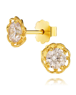 Gold earrings with flowers 8k zirconia