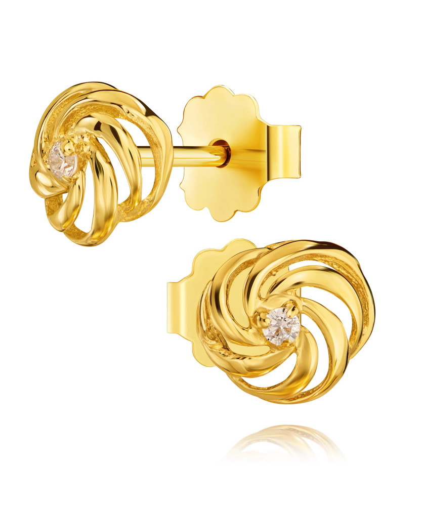 14k gold stud earrings with cubic zirconia