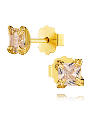 Gold earrings stud zirconia 8k