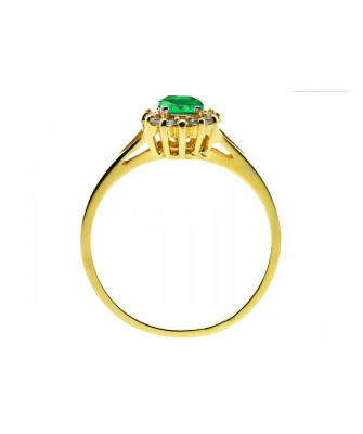 14k gold ring flower emerald stone