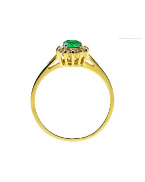 14k gold ring flower emerald stone