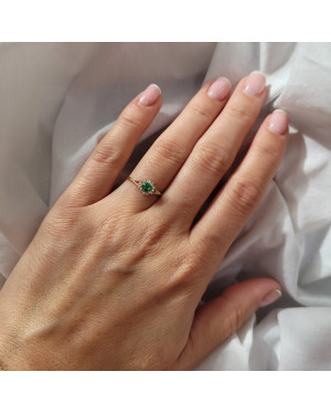 14k gold ring flower emerald stone