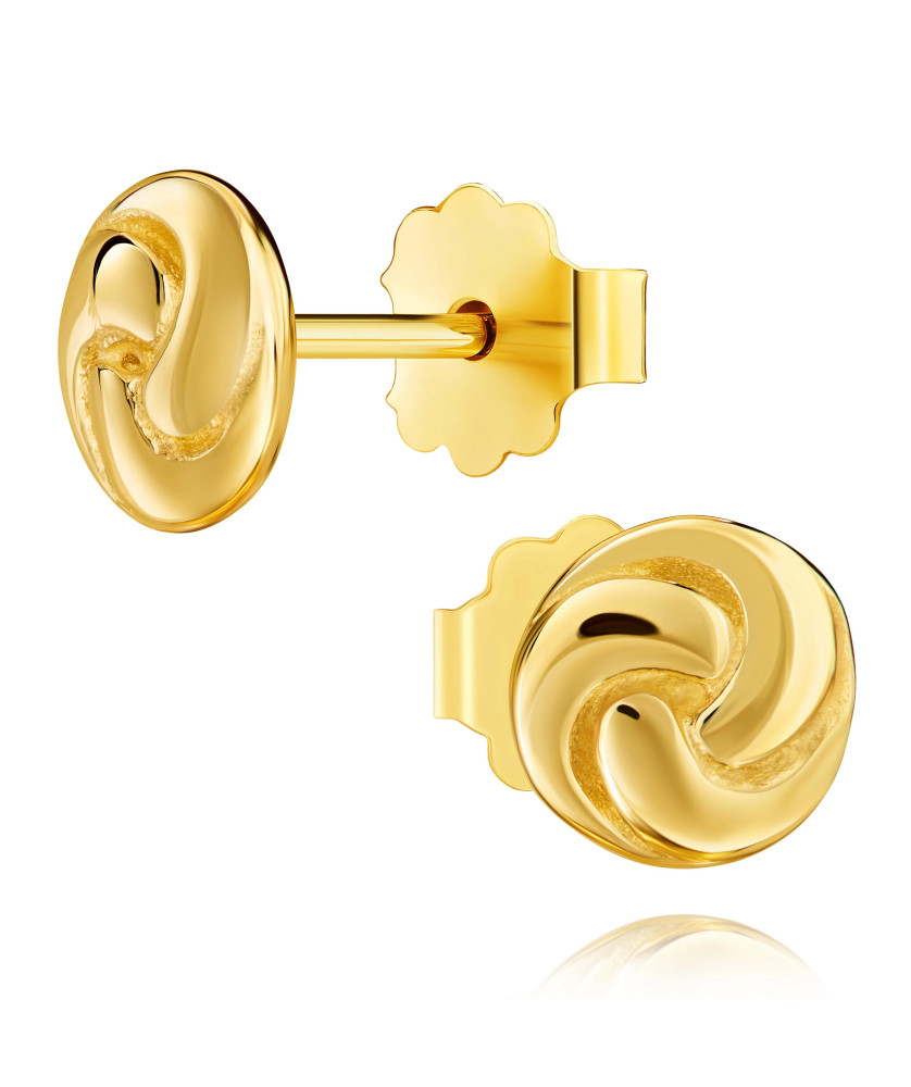 Gold earrings intertwined stud 8k