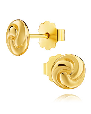 Gold earrings intertwined stud 8k