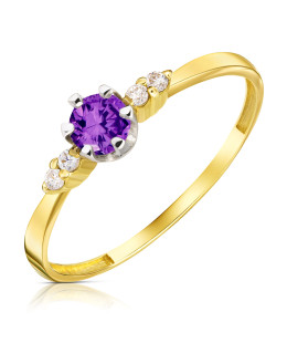 Engagement ring with purple stone 14k