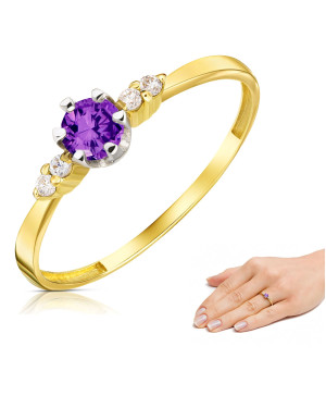 Engagement ring with purple stone 14k