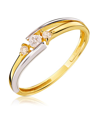 Gold ring with cubic zirconia 8k