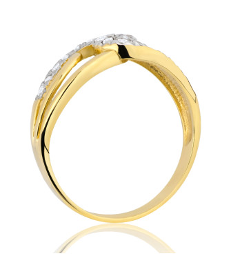 Wide 14k gold ring with interwoven pattern