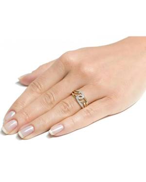 Wide 14k gold ring with interwoven pattern