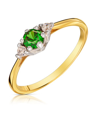 Gold ring with green stone 8k