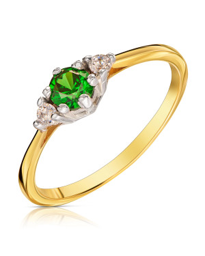 Gold ring with green stone 8k