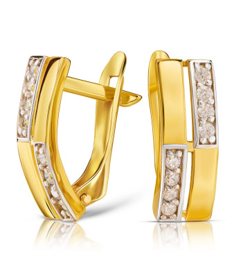 Gold earrings 8k white stones