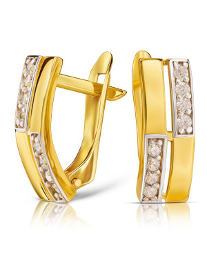 Gold earrings 8k white stones