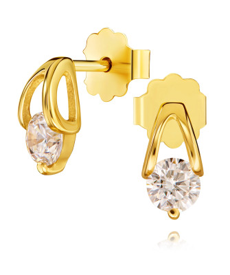 Gold earrings stud white stone