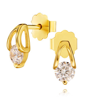 Gold earrings stud white stone