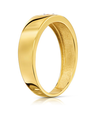 Gold ring band with heart white cubic zirconia