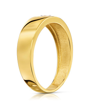 Gold ring band with heart white cubic zirconia
