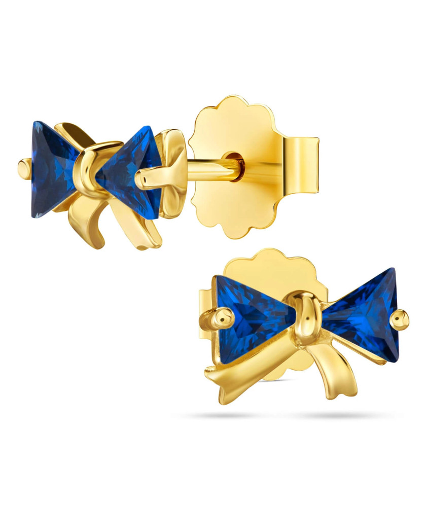 Gold earrings 8k sapphire bows