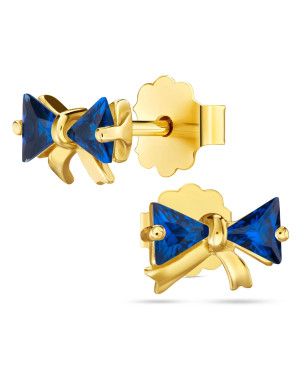 Gold earrings 8k sapphire bows