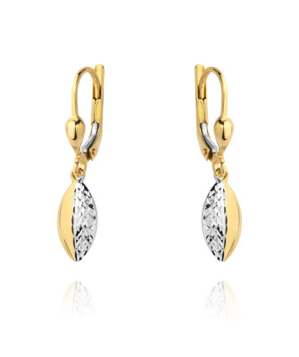 Dangling earrings oval in two colors of gold