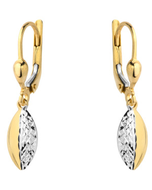 Dangling earrings oval in two colors of gold