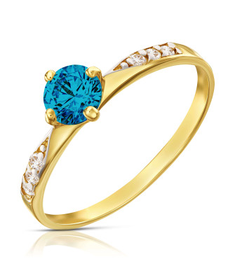 Gold engagement ring with turquoise stone