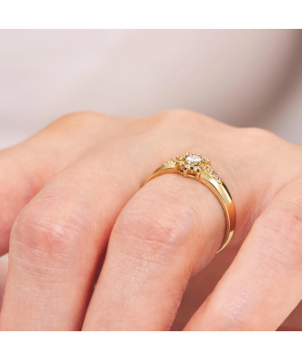 Flower ring 14k cubic zirconia