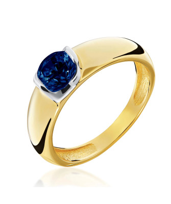 14k gold ring with a large sapphire stone