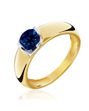 14k gold ring with a large sapphire stone