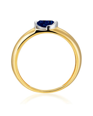 14k gold ring with a large sapphire stone