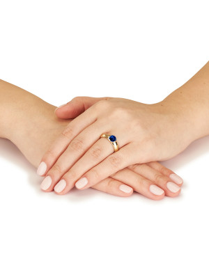 14k gold ring with a large sapphire stone