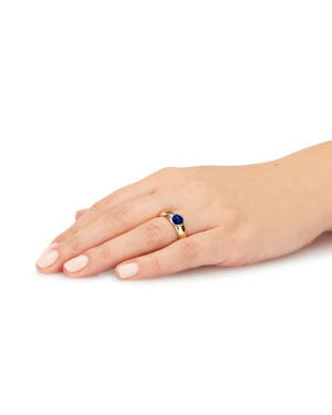 14k gold ring with a large sapphire stone