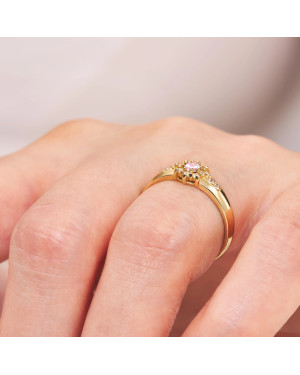 Flower ring 8k with pink zirconia
